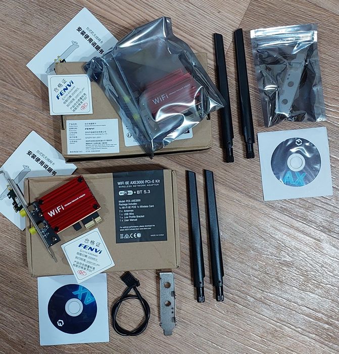 (НОВЫЙ) Сетевая карта FENVI Wi-Fi 6Е PCE-AXE3000 ВТ5.3 5374Мбит/с