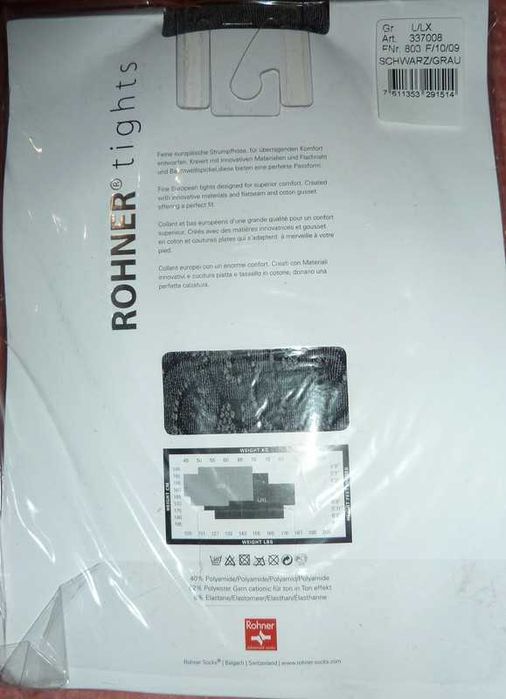 Collants novos Rohner L/XL - Modelo 33-7008