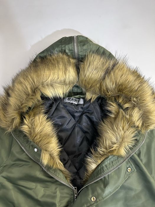 MA-1 бомбер дутый с мехом куртка alpha industries хаки зелений мех fur