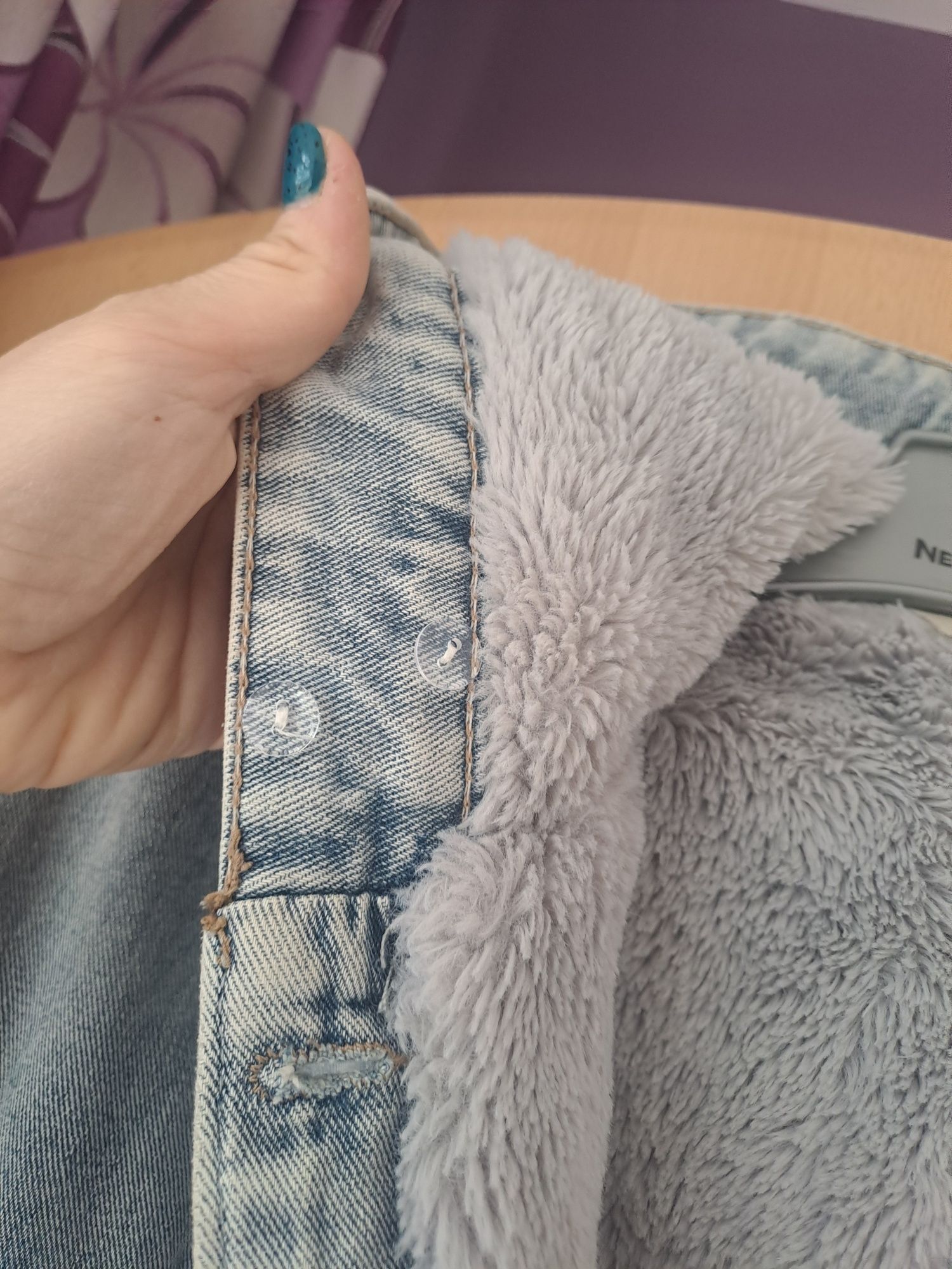 Katana zimowa kurtka z kapturem futerko jeans jasny modna hit oversize