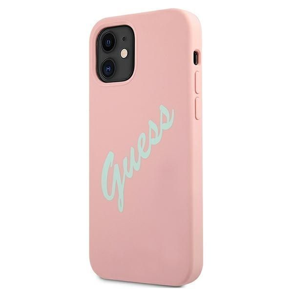 Guess Etui Silicone Vintage do iPhone 12 Mini 5,4" - Różowo Zielony