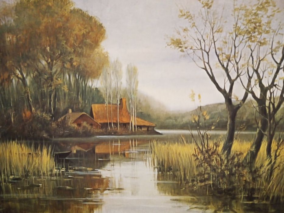 Obraz z pejzarzem wiejskim