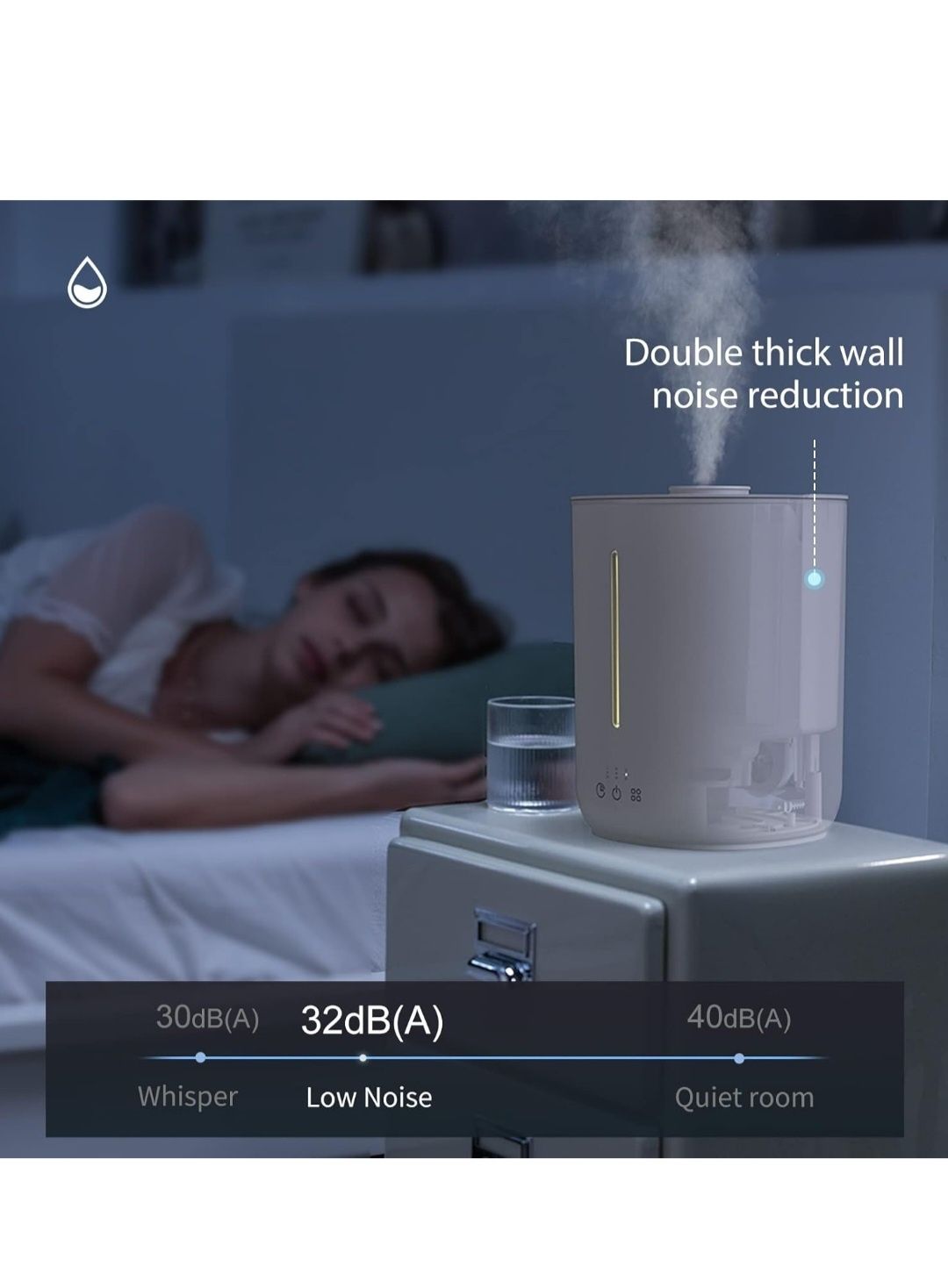 Top-Fill nawilżacz powietrza 2,8 l, ultradźwiękowy nawilżacz powietrza