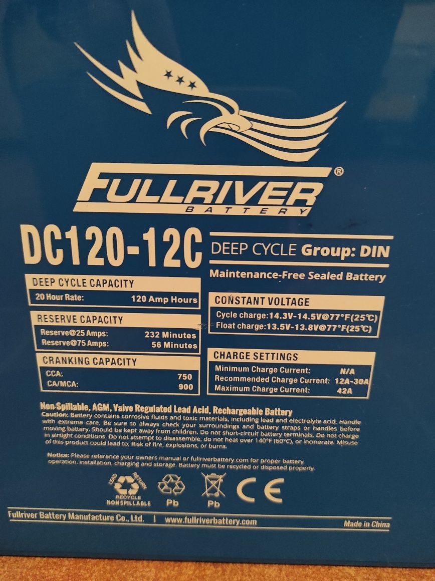 Akumulator żelowy Fullriver AGM DC120-12C