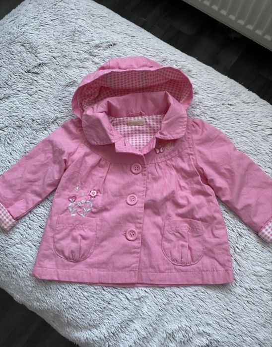 Bhs 0-3 miesiące 50-56 cm 56/62 cm różowa kurtka płaszcz trencz
