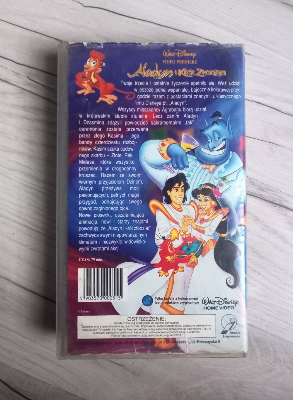 Kaseta VHS Aladyn 1992 rok kaseta video film animowany