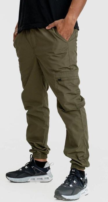 Spodnie  Bojówki Męskie JOGGER Oliwkowe Grube Lolo PL XL