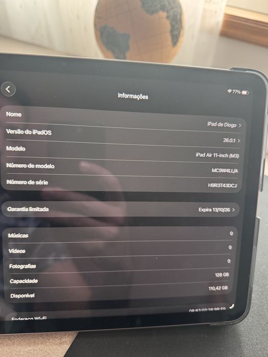 Ipad air 11-inch M3 7th gen novo com garantia e capa