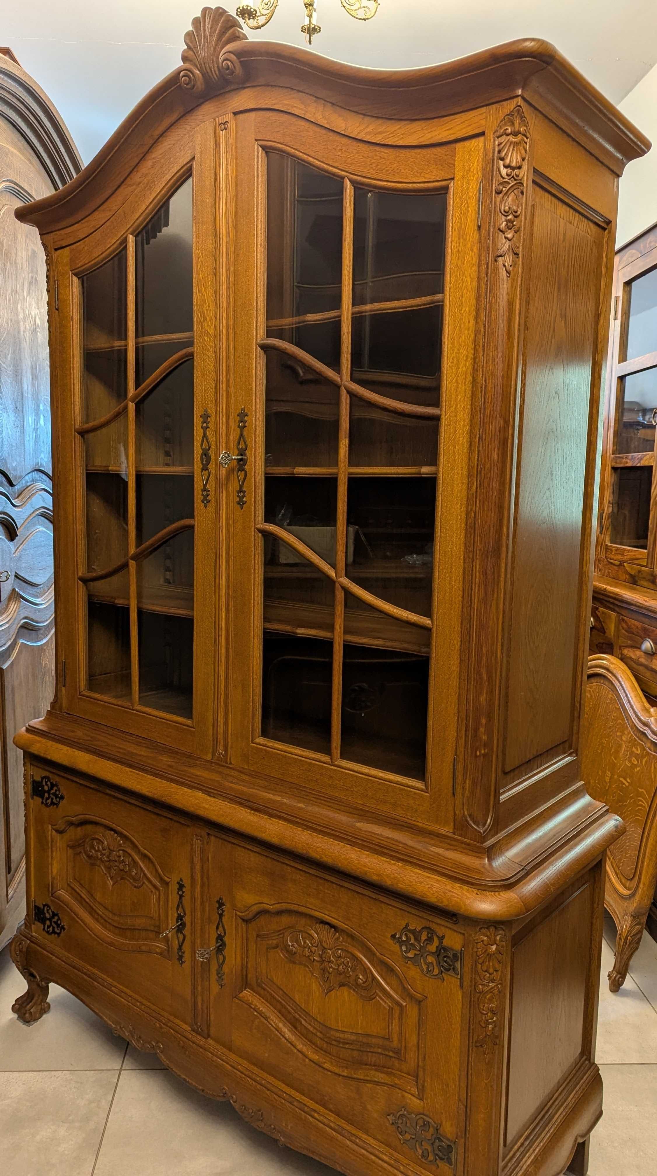 Piękna dębowa witryna,biblioteka na lwich łapach-sklep DąbrowaGórnicza