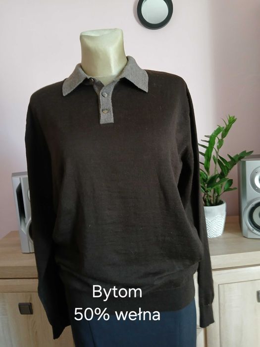 Bytom Sweter typu polo,r.XL 50%wełna