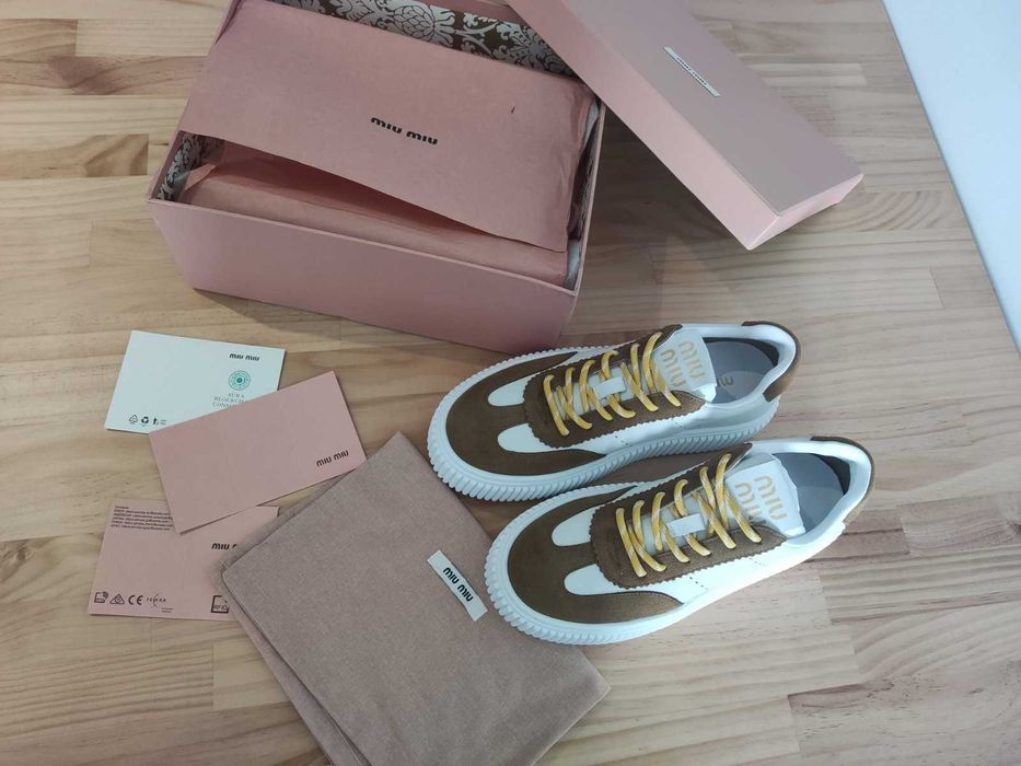 MIU MIU Sneakersy, trampki, tenisówki, buty, skora