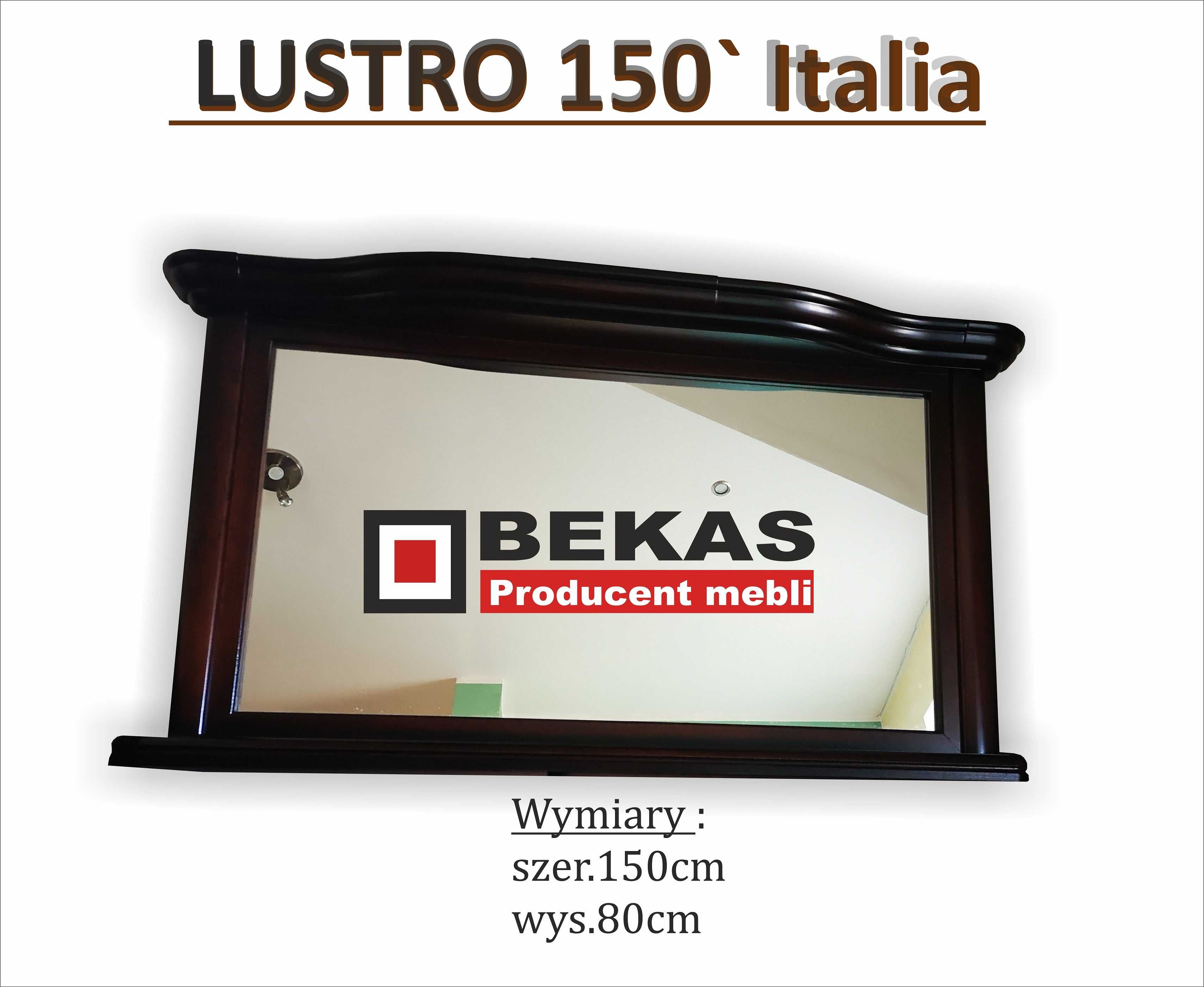 Śliczna Komoda 160` ITALIA Gięte Fronty Lustro Drewniana Orzech Bekas