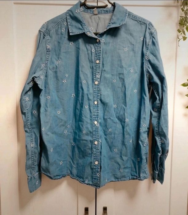 Koszula niebieska jeansowa w gwiazdki r.XL
