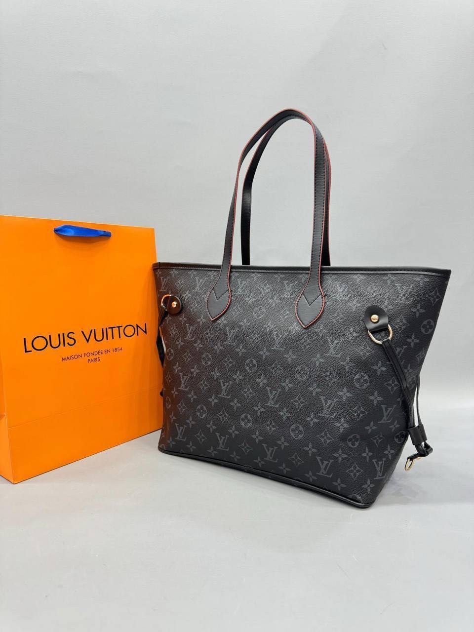 Шопер коричневый белый черный Louis Vuitton Сумка большая Луи Витон
