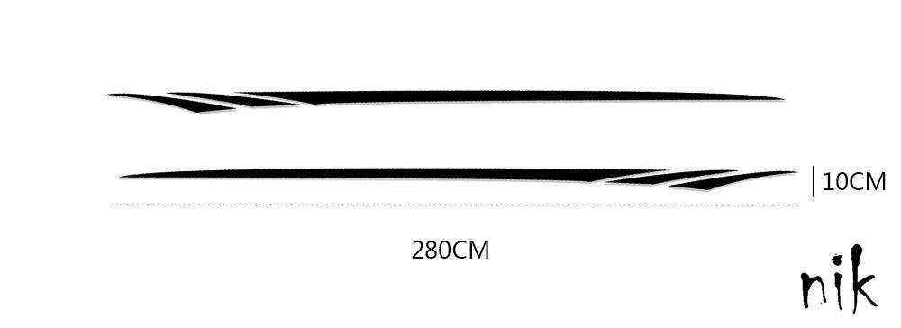 Наклейка боковые на авто/машину 2 полоски 280*10см, стайлинг, тюнинг