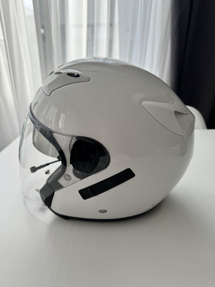 Kask otwarty scorpion evo z daszkiem i intercomem