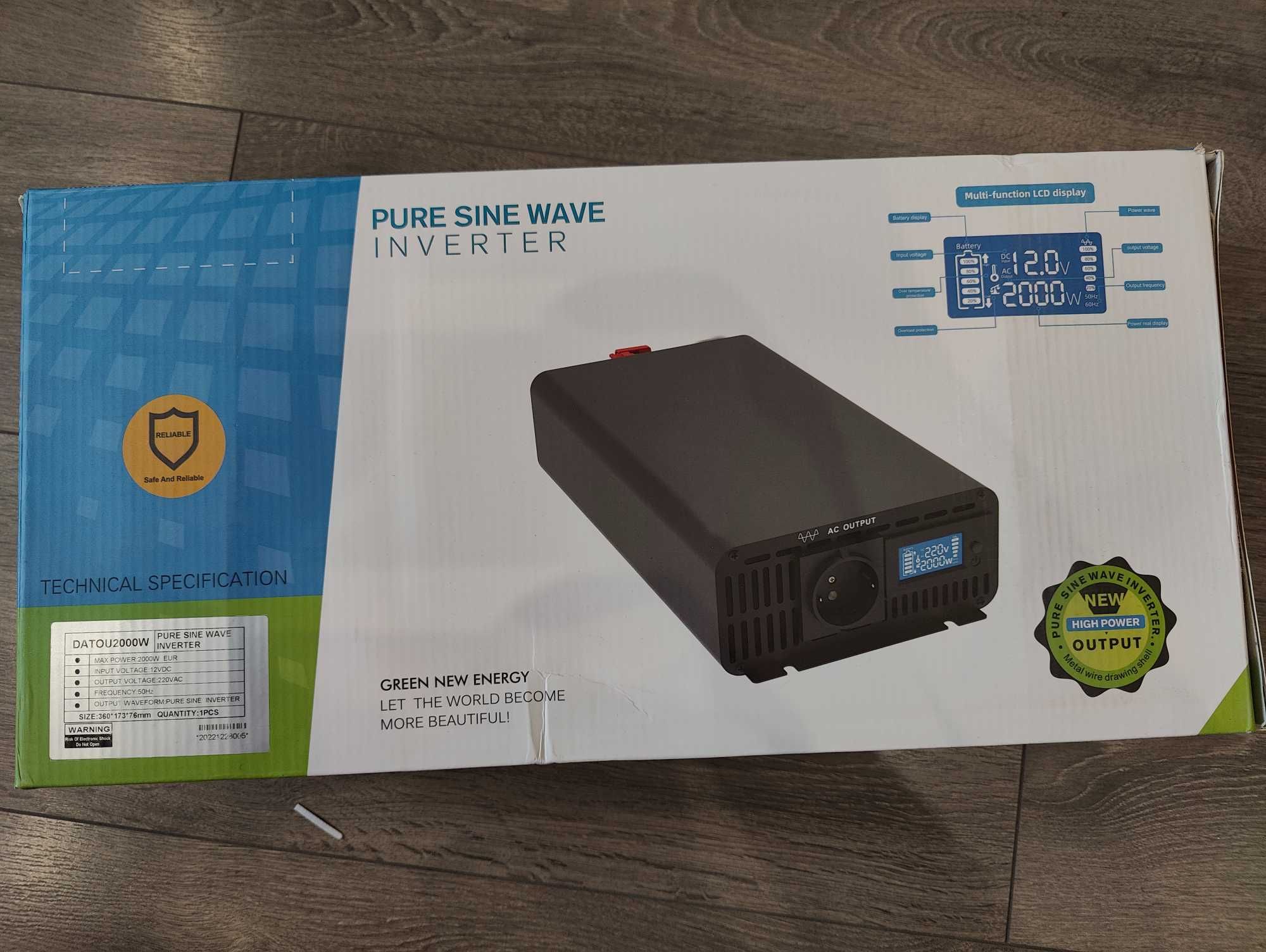 DATOUBOSS PSW-2000W Інвертор з чистою синусоїдою 2000/4000W, 12V, 220V