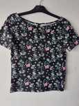 Czarna bluzka / T-shirt w kwiatki S sinsay
