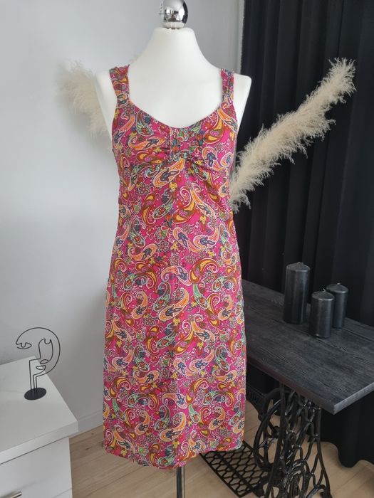 Sukienka letnia na ramiączkach 36 S wzór print lato wakacje moda