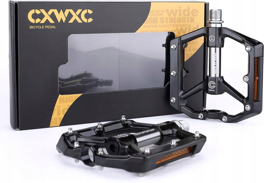 Pedały Rowerowe Platformowe CXWXC Aluminiowe Odblaski 3 Łożyska