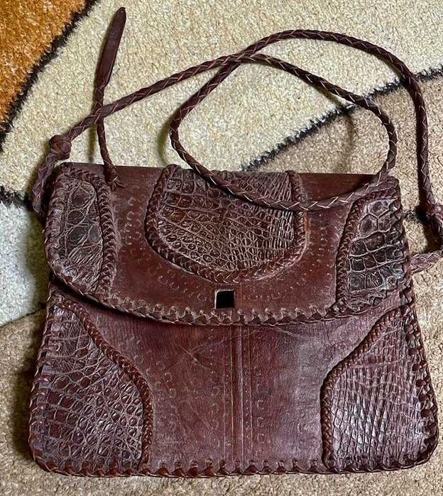 Жіноча сумка зі шкіри пітона  та антилопи з Ліберії! Ручна робота!