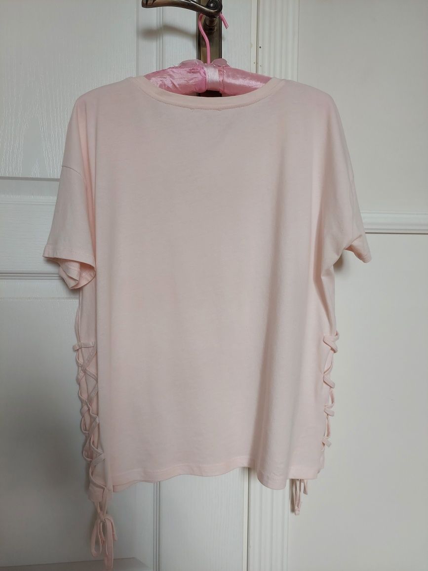 Koszulka t-shirt wiązania r.40 bawełna różowa