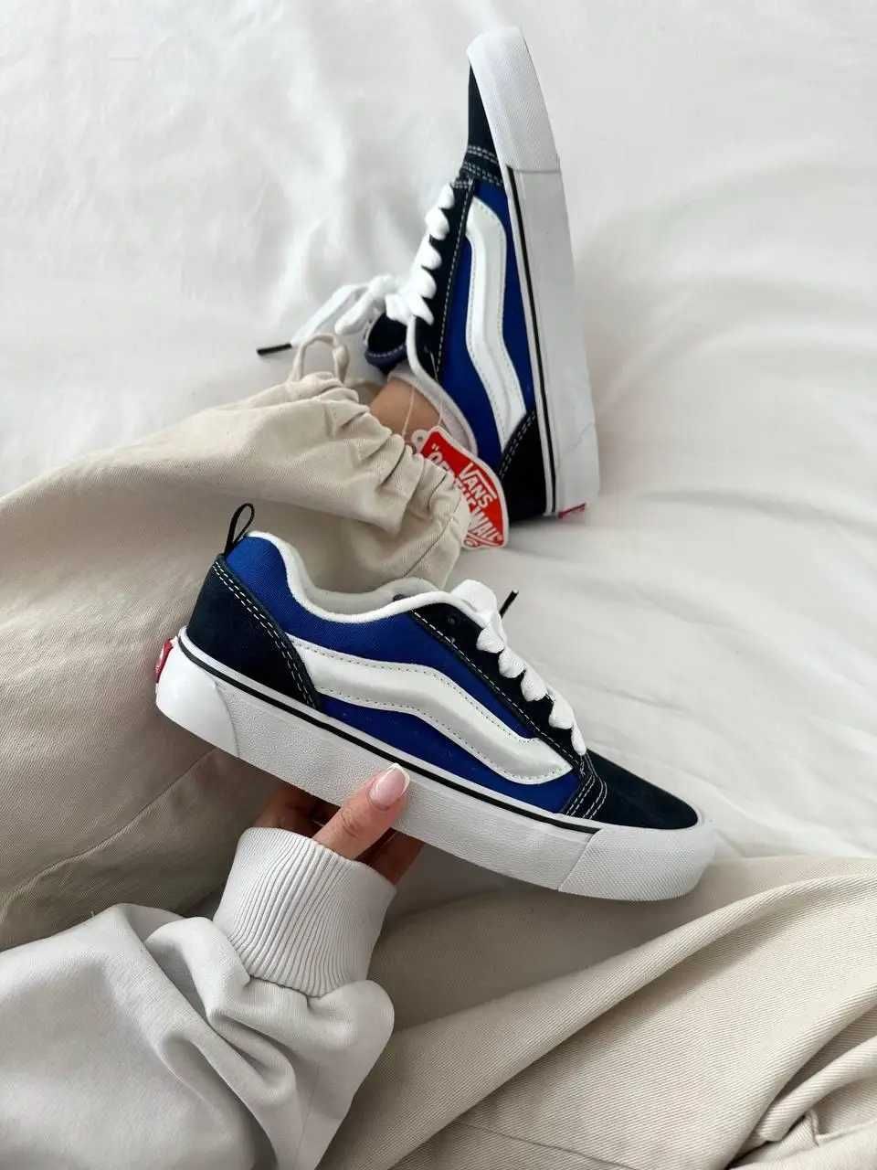 (БЕЗ ПЕРЕДОПЛАТИ)Vans Knu-Skool Navy White  ванс кню скул білі сині