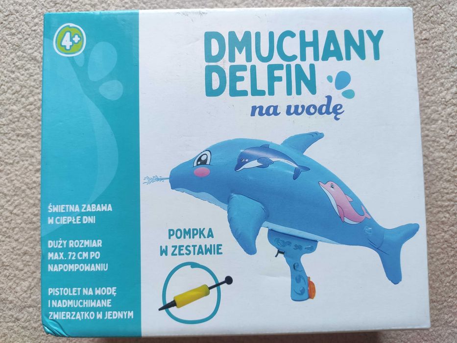 Dmuchany pistolet na wodę JEDNOROŻEC lub DELFIN + pompka DUŻY