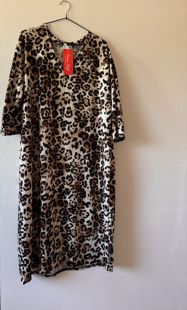 Nowa Sukienka wiskozowa w serek w panterkę 5 XL