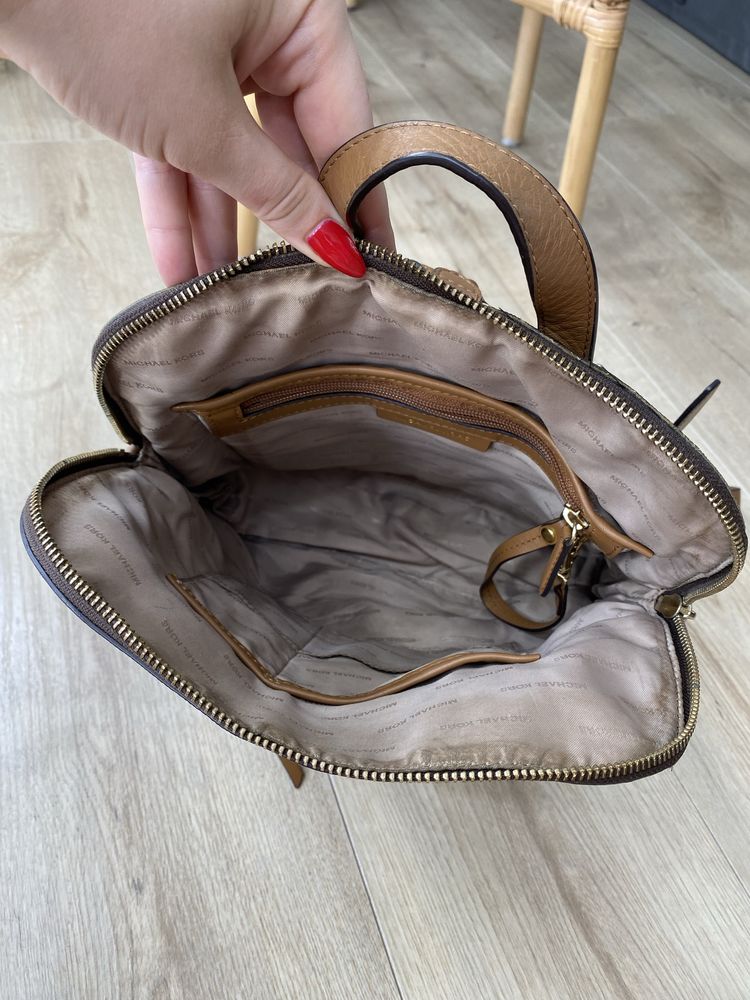 Michael Kors oryginalny brązowy logowany plecak w idealnym stanie !