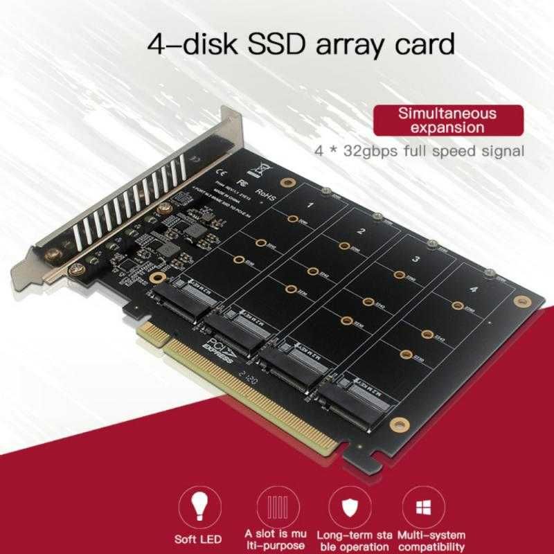 Адаптер SSD типа M.2 NGFF NVMe и U.2, U.3 SFF-8639 на PCI-e x1, x4, x8