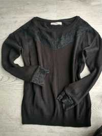 Koronkowy czarny sweter