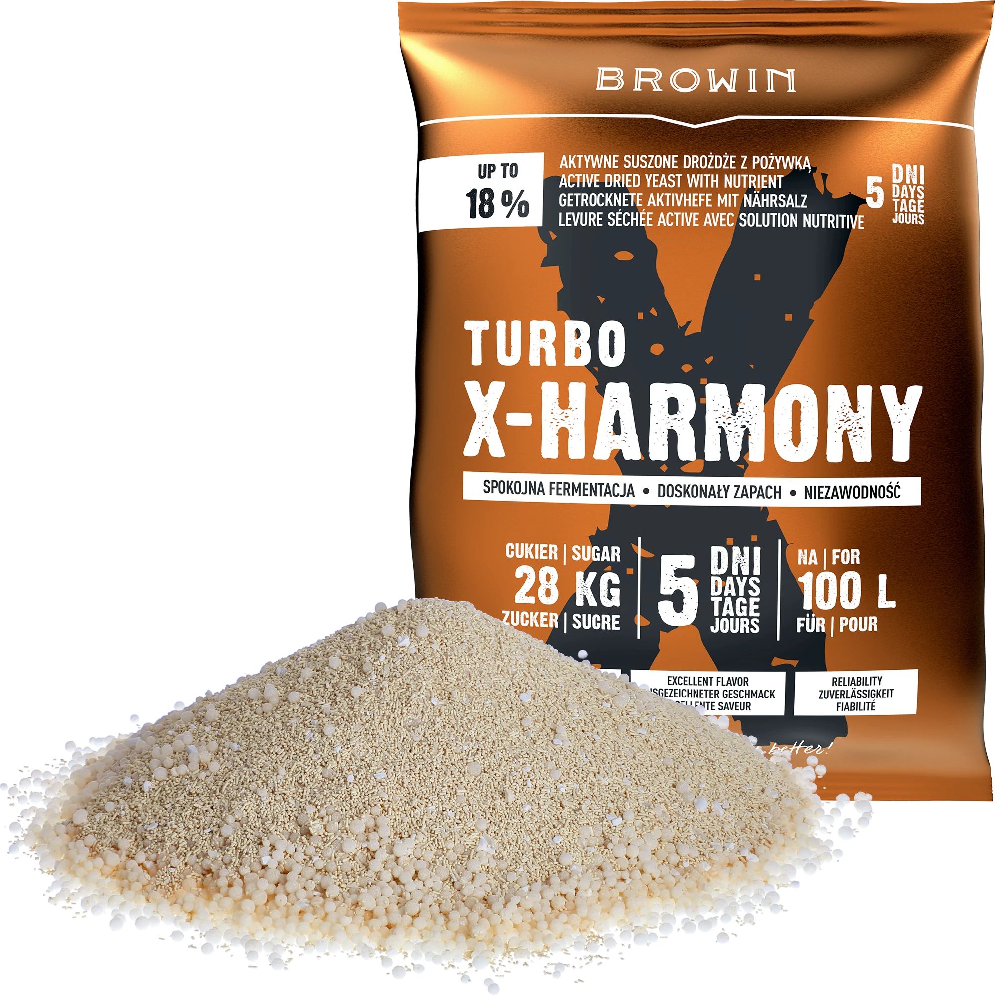 X-HARMONY drożdże gorzelnicze TURBO 18% na100L x 10szt