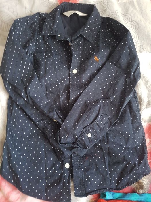 Granatowa Koszula w kropki h&m