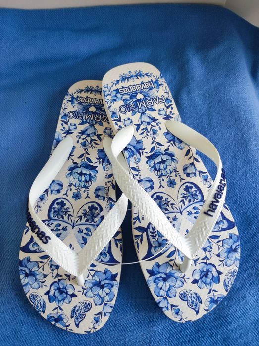 Havaianas novas senhora t39-40 europeu FARM mod "Jardim de Porcelana"