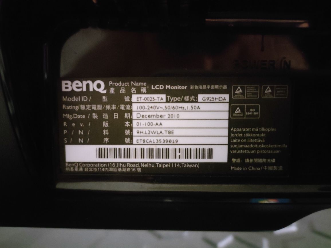 Monitor BenQ 19 cali