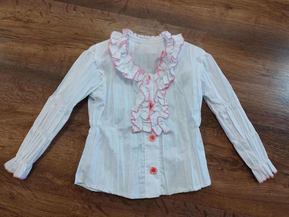 Biała elegancka bluzka koszula dla dziewczynki R. 86/92