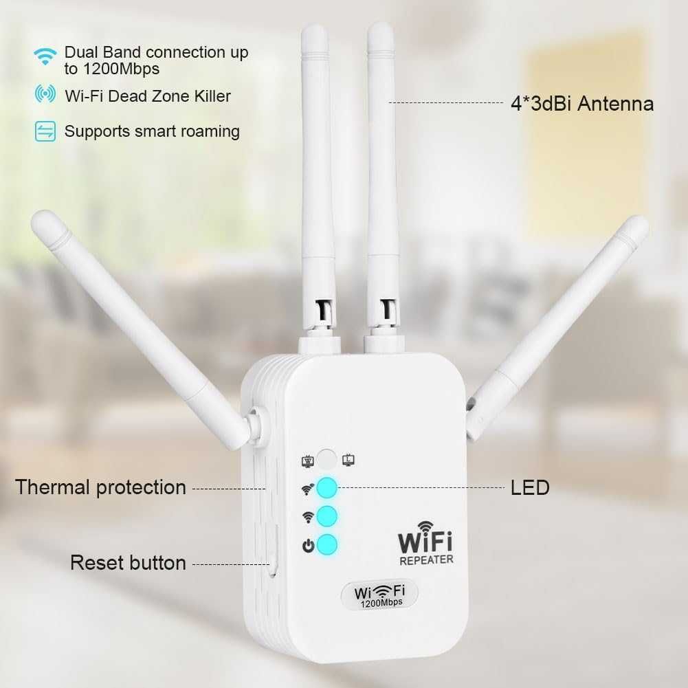 Wzmacniacz Wi-Fi, WLAN 1200 Mbit/s dwupasmowy