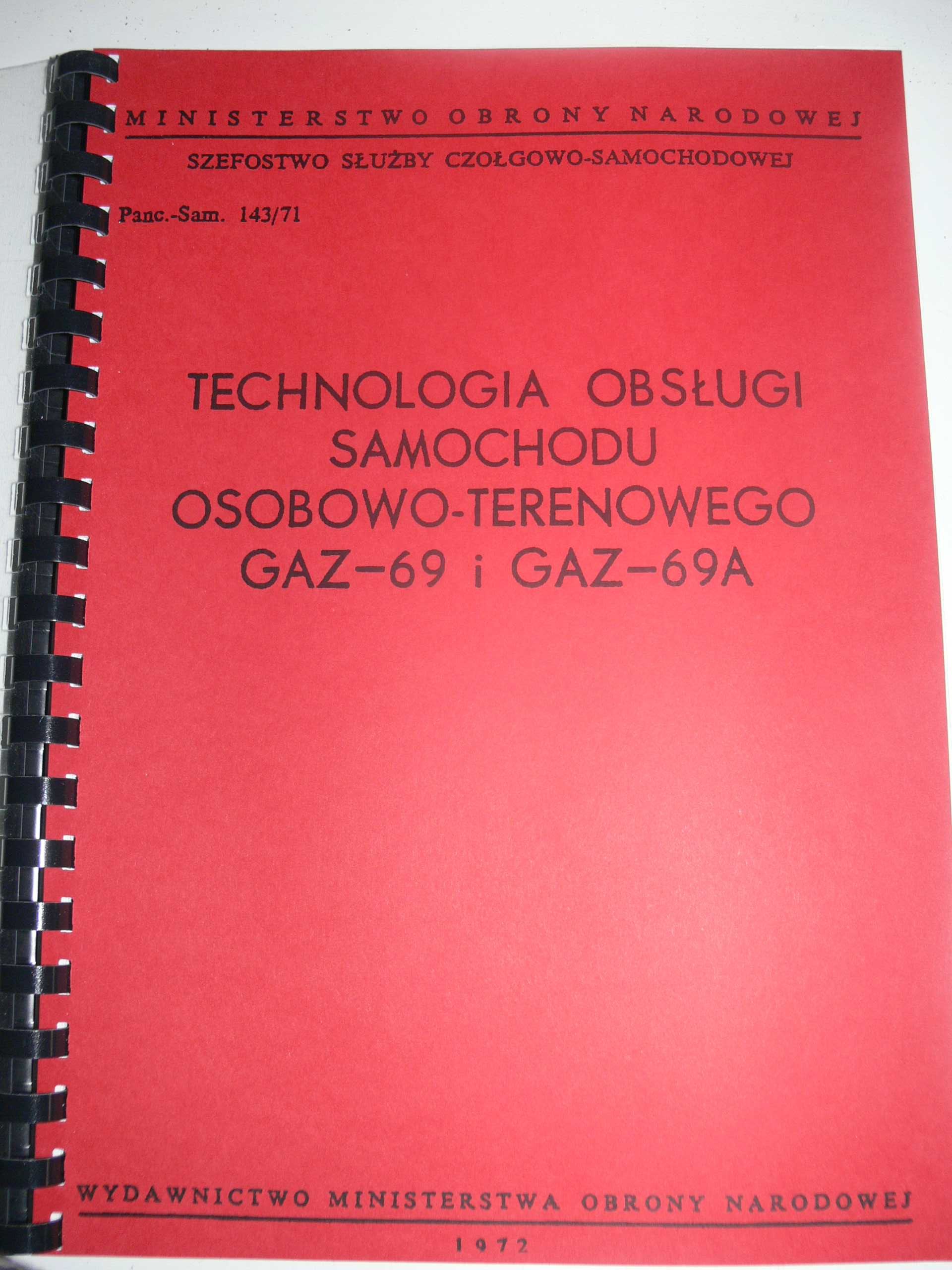 Instrukcja Technologia Obsługi samochodu GAZ-69 i GAZ-69A