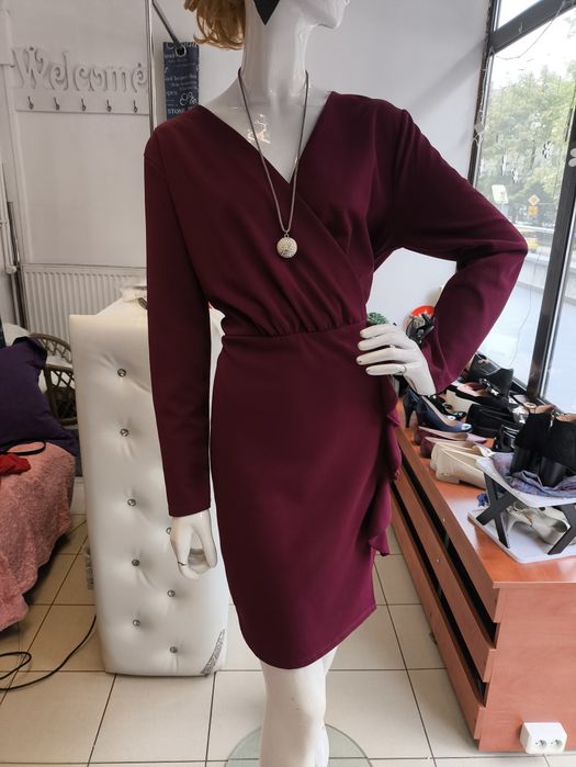 Piękna bordowa sukienka duży rozmar xl XXL