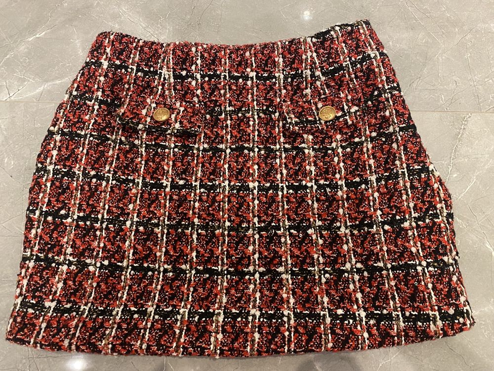 Spódnica mini Shein Privé roz 38 M spódniczka czerwona z tweedu