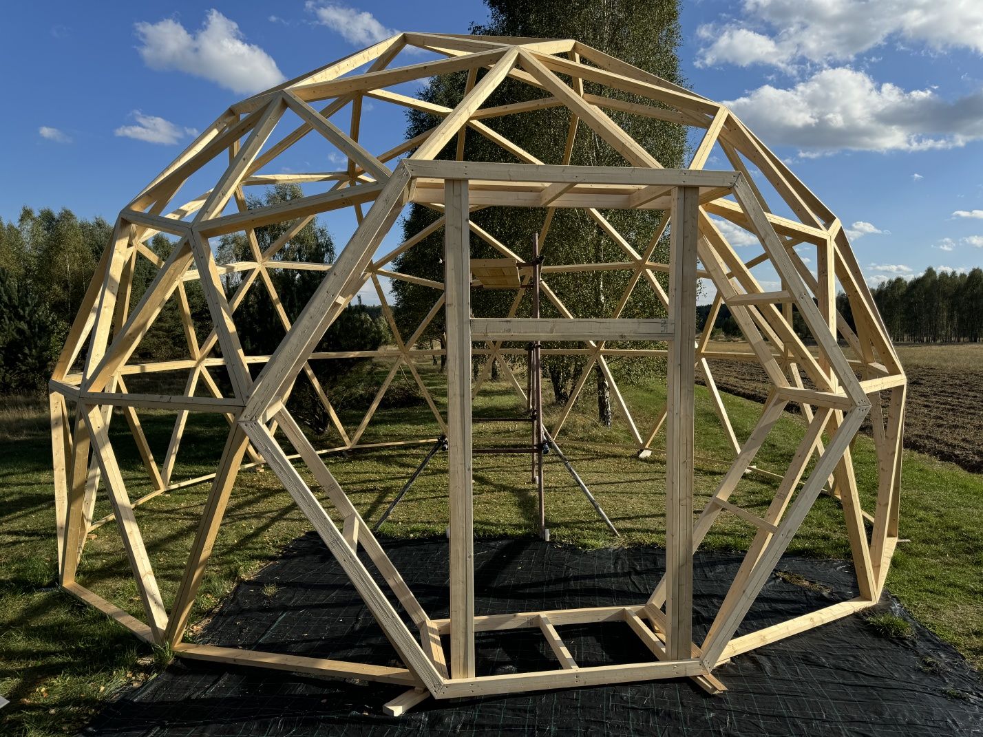 Kopuła geodezyjna 65m2. GLAMPING - Dom - Konstrukcja.