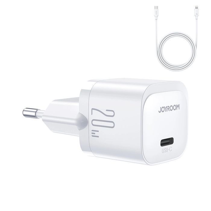 Mini ładowarka USB C 20W PD z kablem USB C - Lightning Joyroom - biała