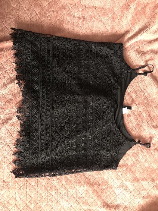 Koronkowa czarna bluzka H&M