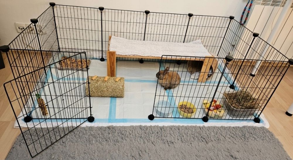 Klatka dla gryzoni kojec dla małych zwierząt wybieg czarny modułowy