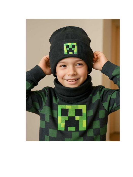 czapka i komin dla chłopca Minecraft