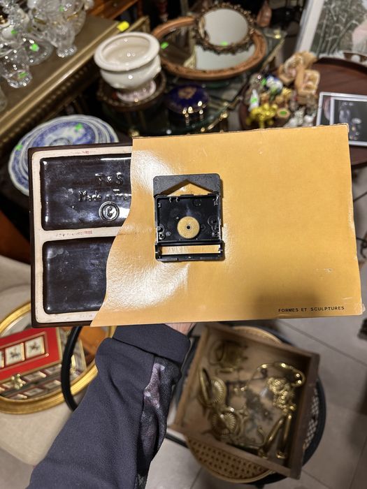 Płytka ceramiczna Francja czekolada ozdoba kafelek zegar dekoracja 146