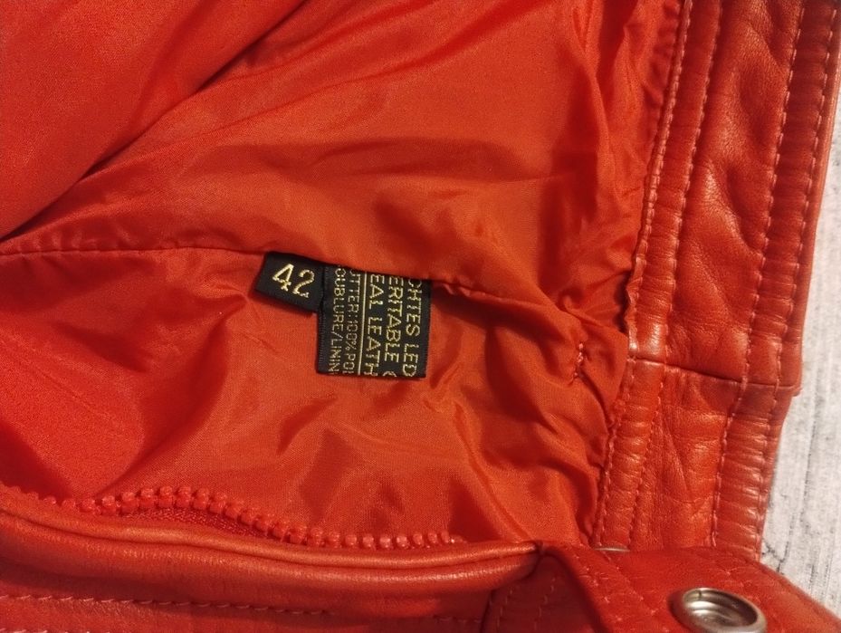 Spodnie damskie skórzane real lether gruba skóra wysoki stan