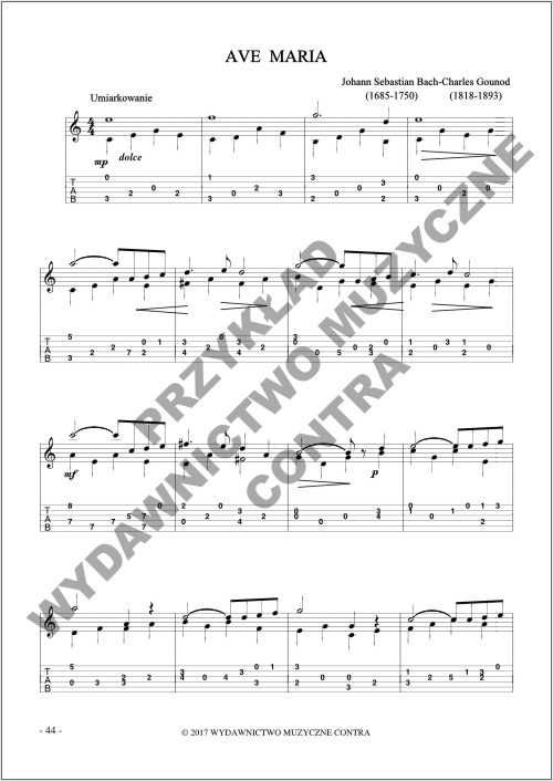 Łatwy Bach na gitarę fingerpicking (nuty + tabulatury)