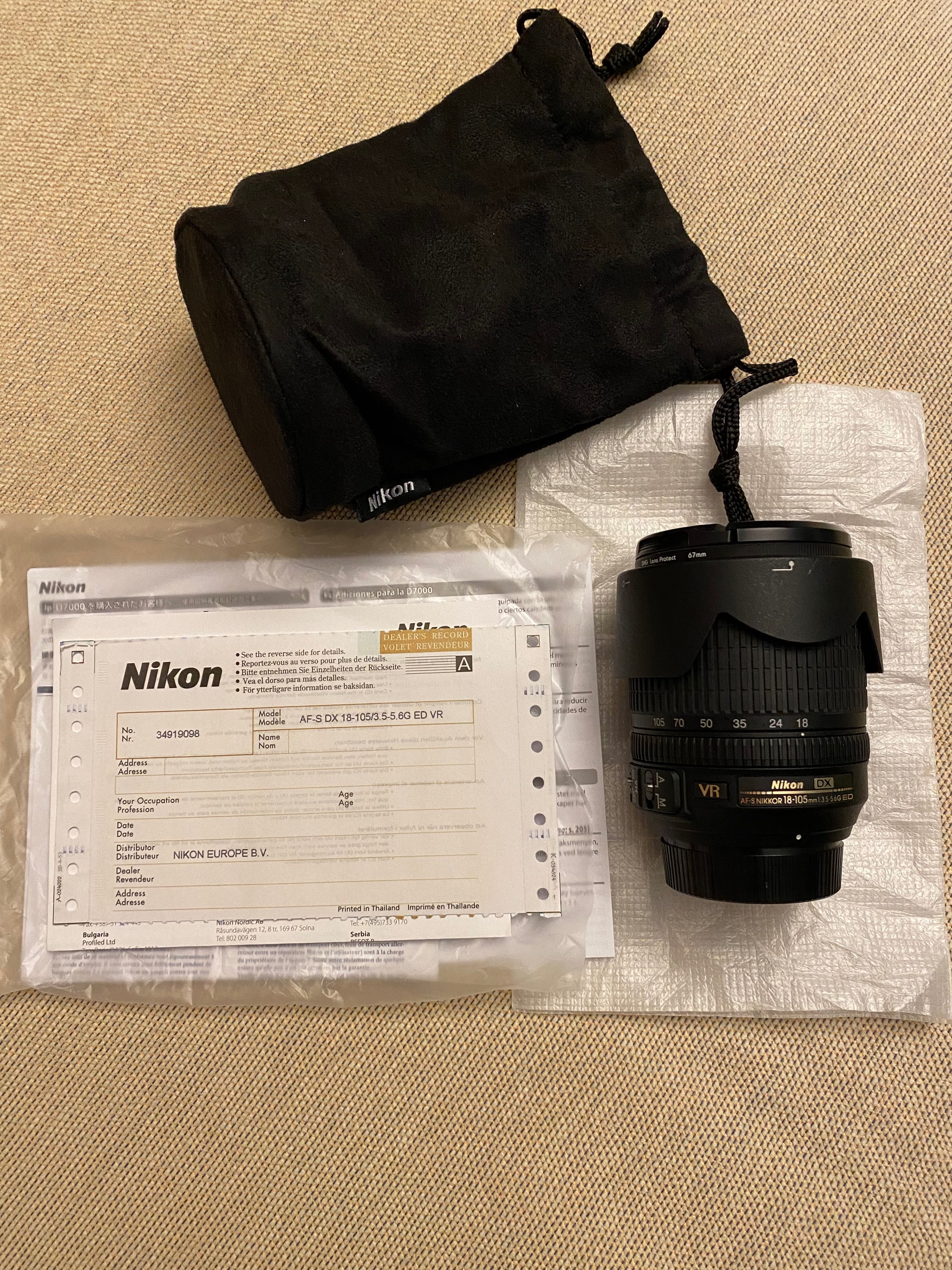 Nikon AF-S DX NIKKOR 18-105mm 1:3.5-5.6G ED NOVA / lente /objetiva